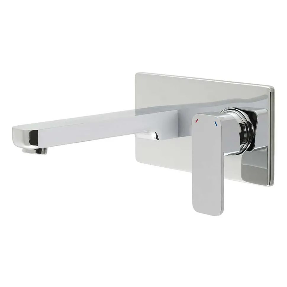 Vado Phase Wall Mounted 2 Hole Basin Mixer with Rectangular Backplate