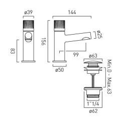 Vado Safari Cold Start Leverless Mini Mono Basin Mixer Tap with Optional Universal Basin Waste