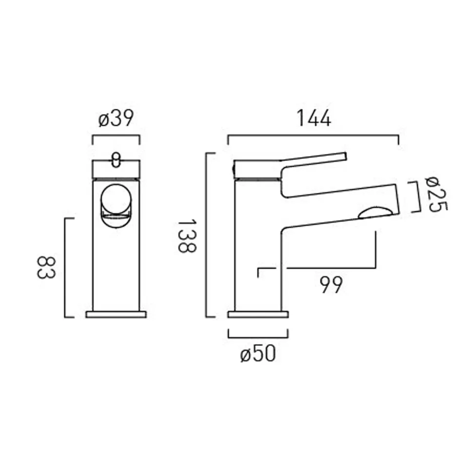 Vado Safari Cold Start Single Lever Mini Mono Basin Mixer Tap with Optional Universal Basin Waste