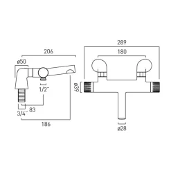 Vado Safari Exposed Thermostatic Leverless Deck Mounted Bath Shower Mixer Tap