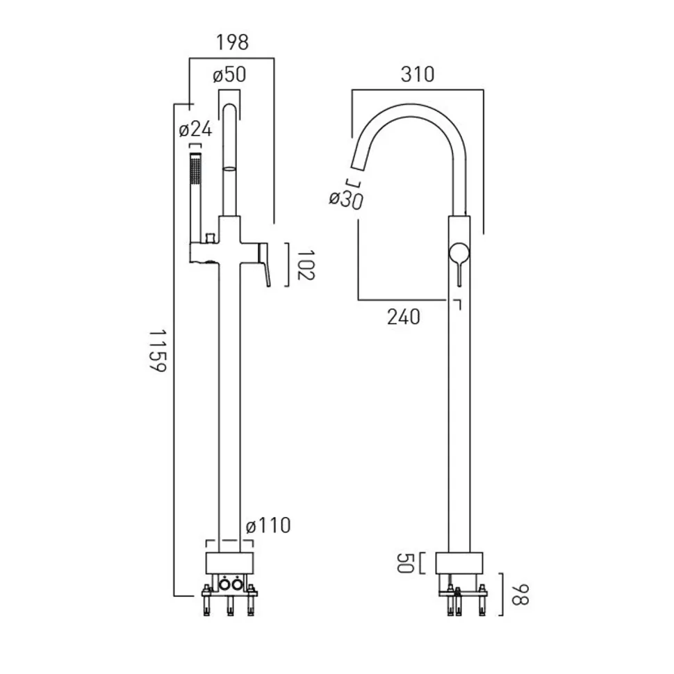 Vado Safari Freestanding Bath Shower Mixer Tap