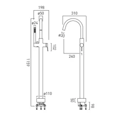 Vado Safari Freestanding Bath Shower Mixer Tap