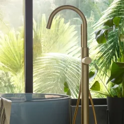 Vado Safari Leverless Deck Mounted Bath Shower Mixer Tap with Wall Mounted Shower Handset