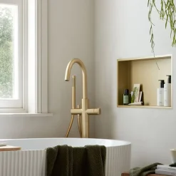 Vado Safari Leverless Deck Mounted Bath Shower Mixer Tap with Wall Mounted Shower Handset