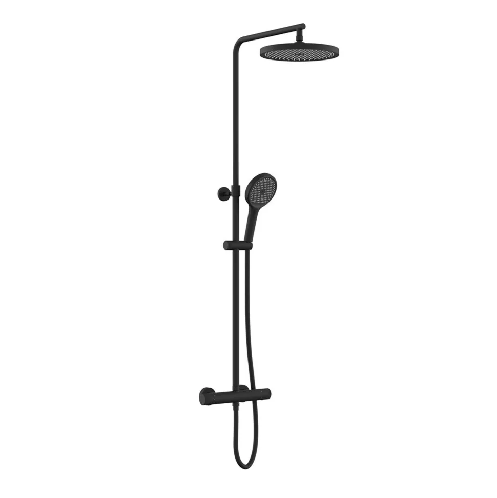 Vado Safari Leverless Exposed Thermostatic Rigid Riser Shower with Multi Function Handset & Easyfit Brackets