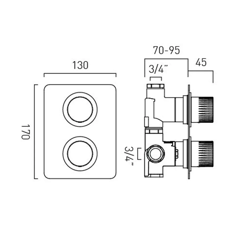 Vado Safari Leverless 1 Outlet Concealed Thermostatic Shower Valve