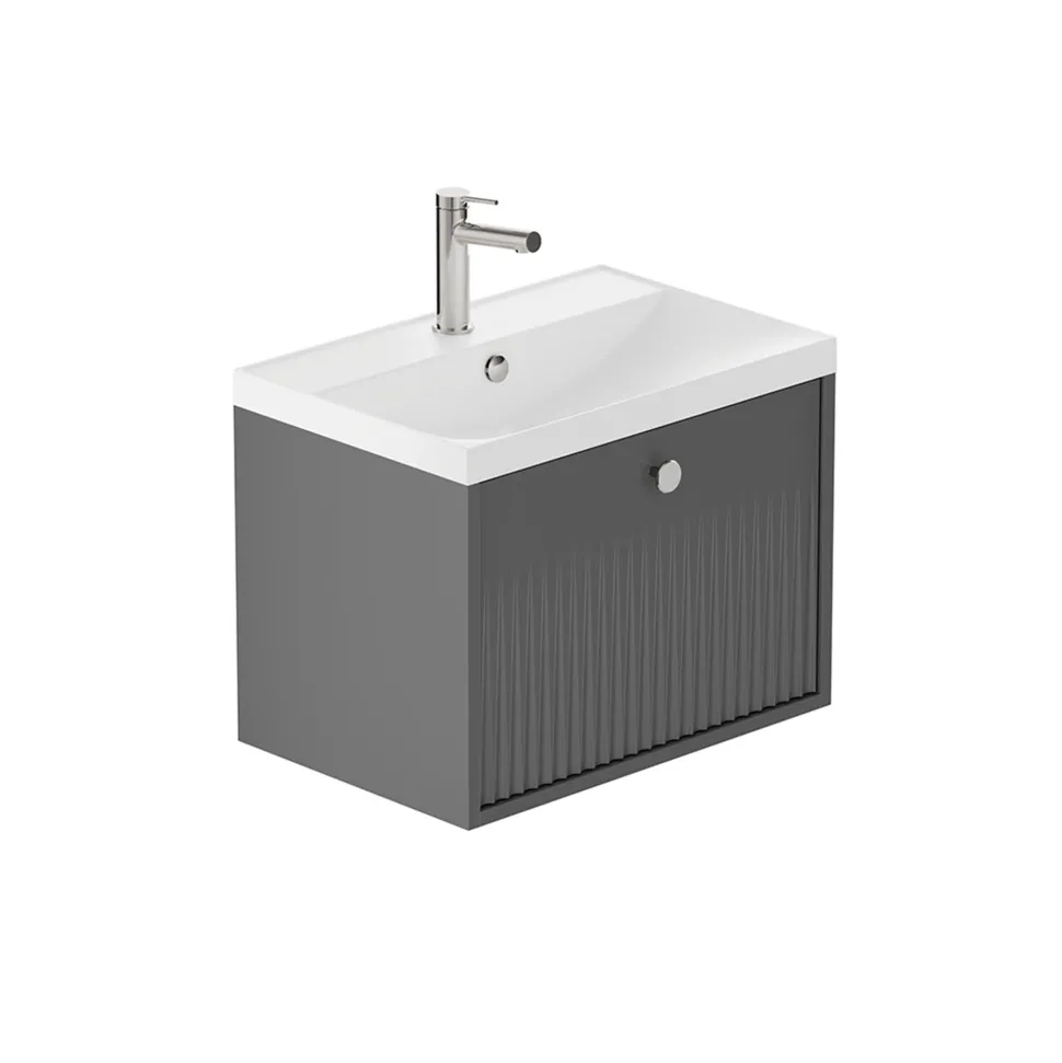 Vado Safari 600mm Fluted Wall Hung Vanity Unit & Basin