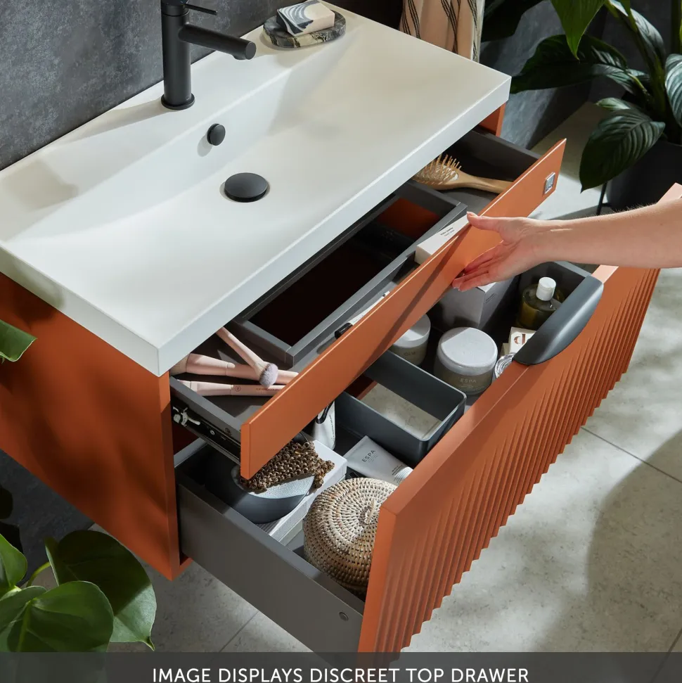 Vado Safari 600mm Fluted Wall Hung Vanity Unit & Basin