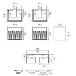 Vado Safari 1000mm Fluted Wall Hung Vanity Unit & Double Basin