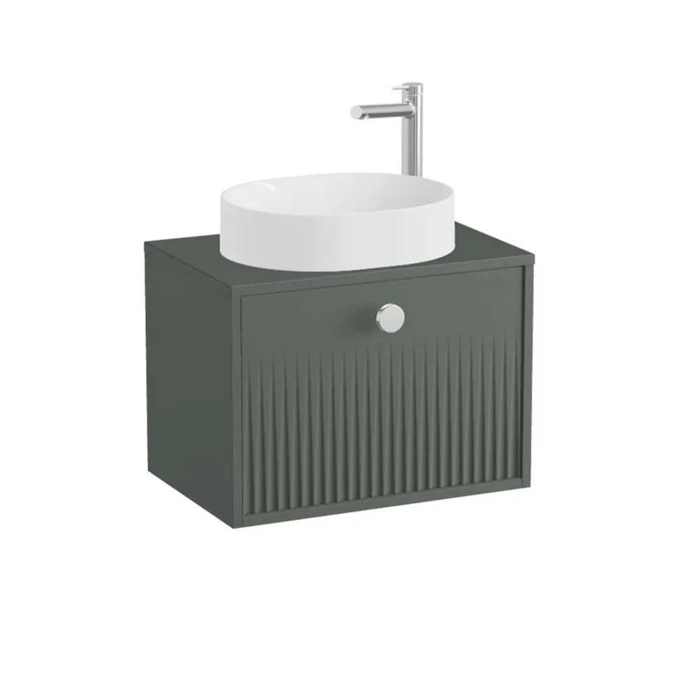 Vado Safari 600mm Fluted Wall Hung Vanity Unit & Worktop