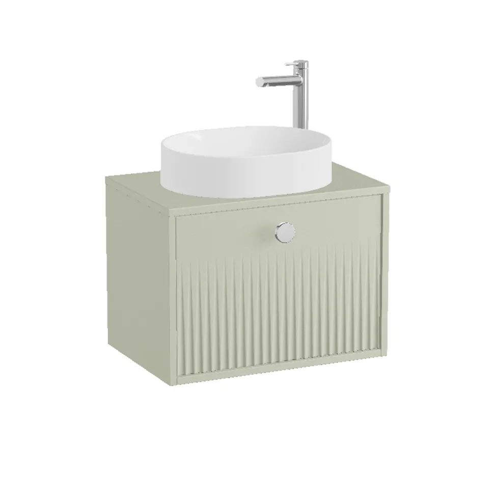 Vado Safari 600mm Fluted Wall Hung Vanity Unit & Worktop