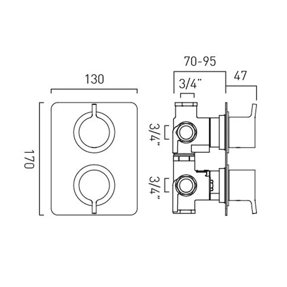 Vado Safari 3 Outlet Concealed Thermostatic Shower Valve