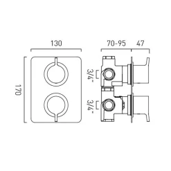 Vado Safari 2 Outlet Concealed Thermostatic Shower Valve