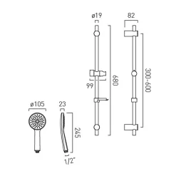 Vado Safari Slide Rail Shower Kit