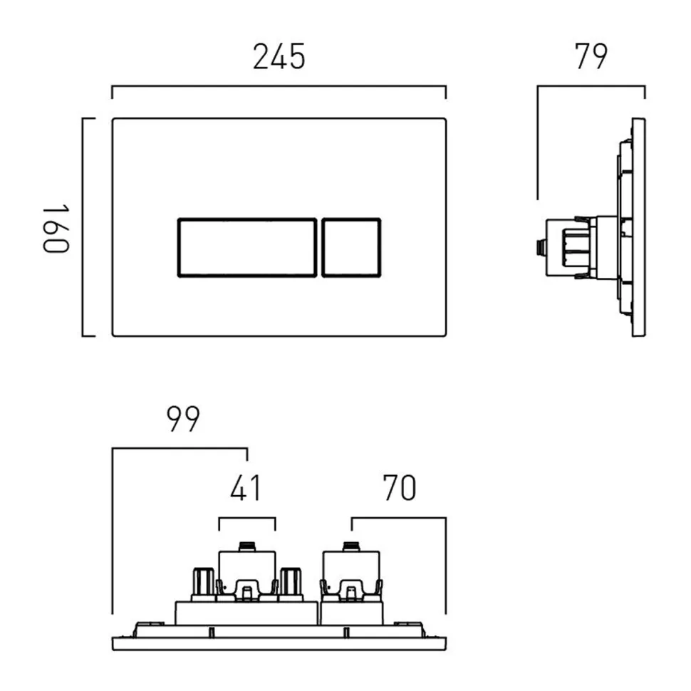 Vado Square Button Flush Plate