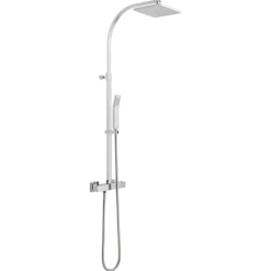Vado Velo Square Thermostatic Shower Valve with Integrated Diverter & Rigid Riser Rail Kit