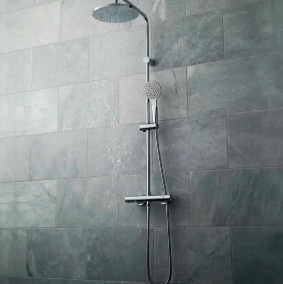 Vado Velo Thermostatic Shower Valve with Rigid Riser, Shower Head & Handset