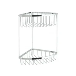 Vado Wall Mounted Large Double Triangular Corner Basket with Integral Hook