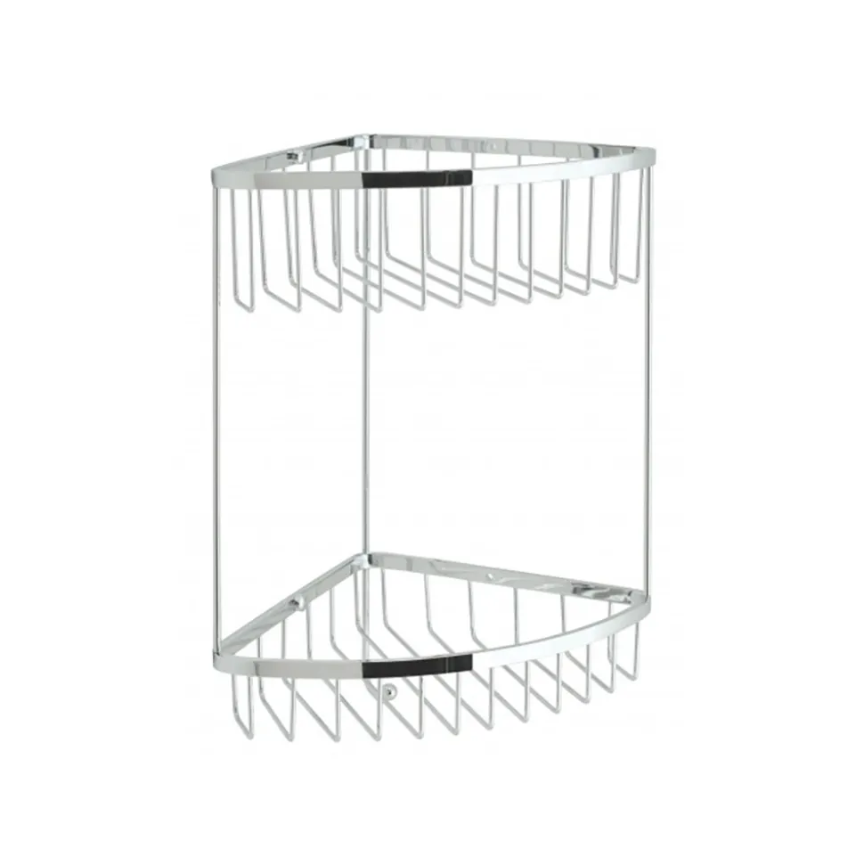 Vado Wall Mounted Large Double Triangular Corner Basket with Integral Hook