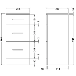 Vellamo Alpine 3 Drawers Storage Unit
