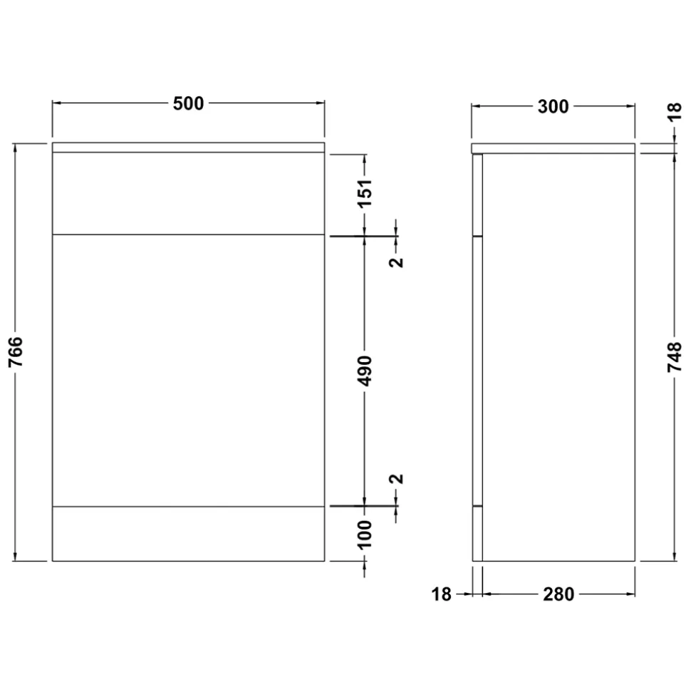 Vellamo Alpine 500mm Back to Wall WC Toilet Unit