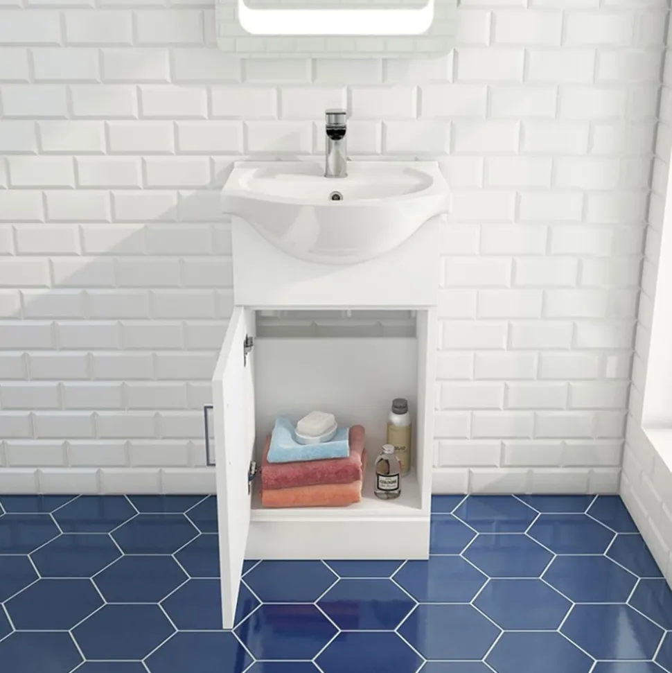 Vellamo Alpine 950mm 1 Door Combination Basin & Toilet Suite - Gloss White