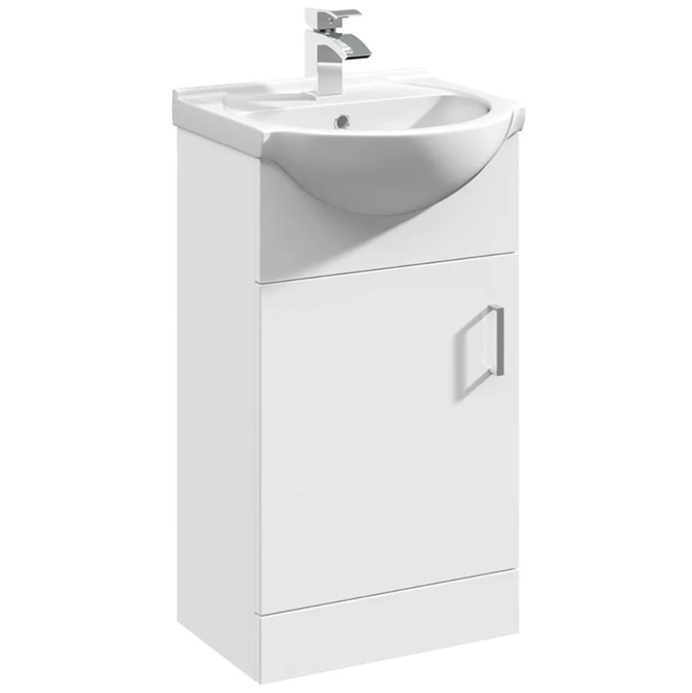 Vellamo Alpine 950mm 1 Door Combination Basin & Toilet Suite - Gloss White