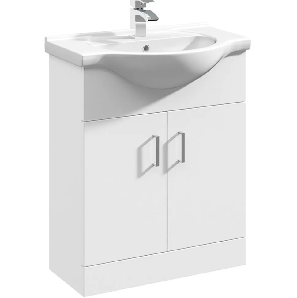 Vellamo Alpine 1150mm 2 Door Furniture Suite with Back to Wall Toilet & Concealed Cistern - Gloss White