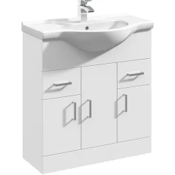 Vellamo Alpine 1250mm 3 Door Furniture Suite with Back to Wall Toilet & Concealed Cistern - Gloss White