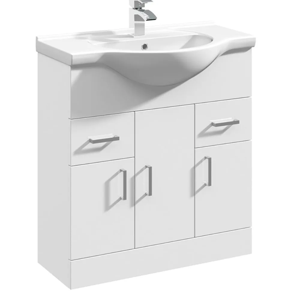 Vellamo Alpine 1250mm 3 Door Furniture Suite with Back to Wall Toilet & Concealed Cistern - Gloss White