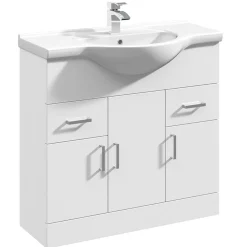 Vellamo Alpine 1350mm 3 Door Furniture Suite with Back to Wall Toilet & Concealed Cistern - Gloss White