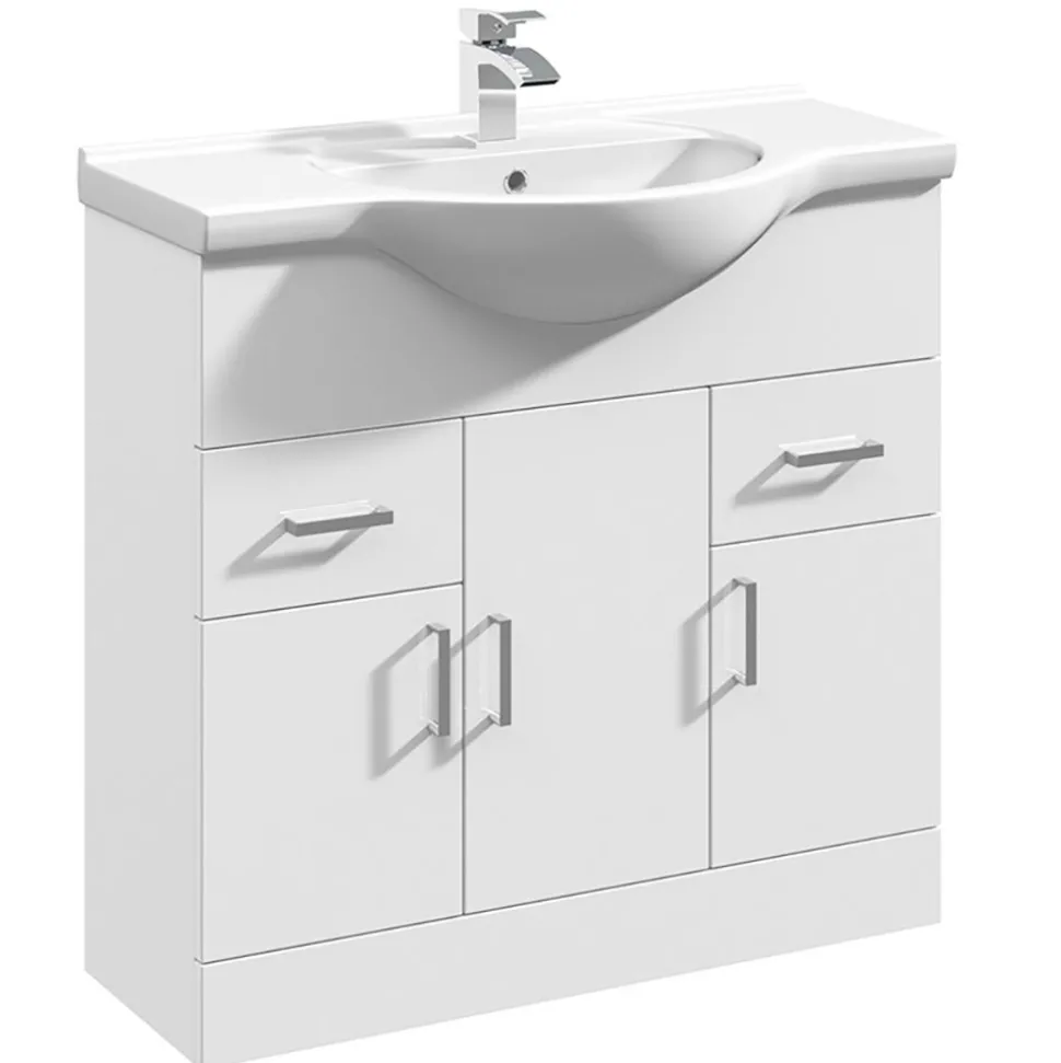 Vellamo Alpine 1350mm 3 Door Furniture Suite with Back to Wall Toilet & Concealed Cistern - Gloss White