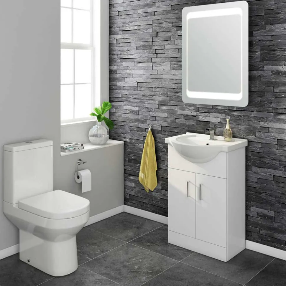 Vellamo Alpine 550mm Floorstanding Vanity Unit & Basin - Gloss White
