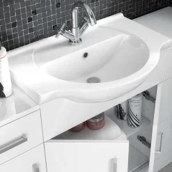 Vellamo Alpine 550mm Floorstanding Vanity Unit & Basin - Gloss White