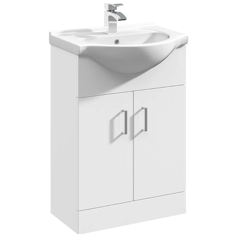 Vellamo Alpine 550mm Floorstanding Vanity Unit & Basin - Gloss White