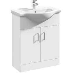 Vellamo Alpine 650mm Floorstanding Vanity Unit & Basin - Gloss White