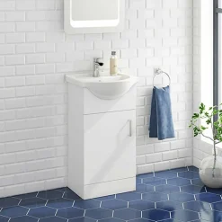 Vellamo Alpine 450mm Floorstanding Vanity Unit & Basin - Gloss White