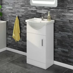 Vellamo Alpine 450mm Floorstanding Vanity Unit & Basin - Gloss White