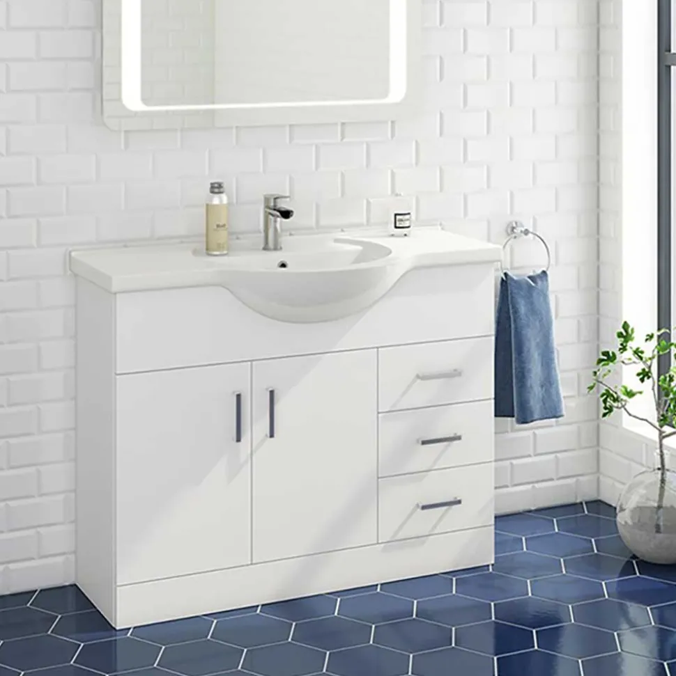 Vellamo Alpine 1060mm Floorstanding Vanity Unit & Basin - Gloss White