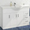 Vellamo Alpine 1200mm White Gloss Floor Standing Vanity Unit & Basin