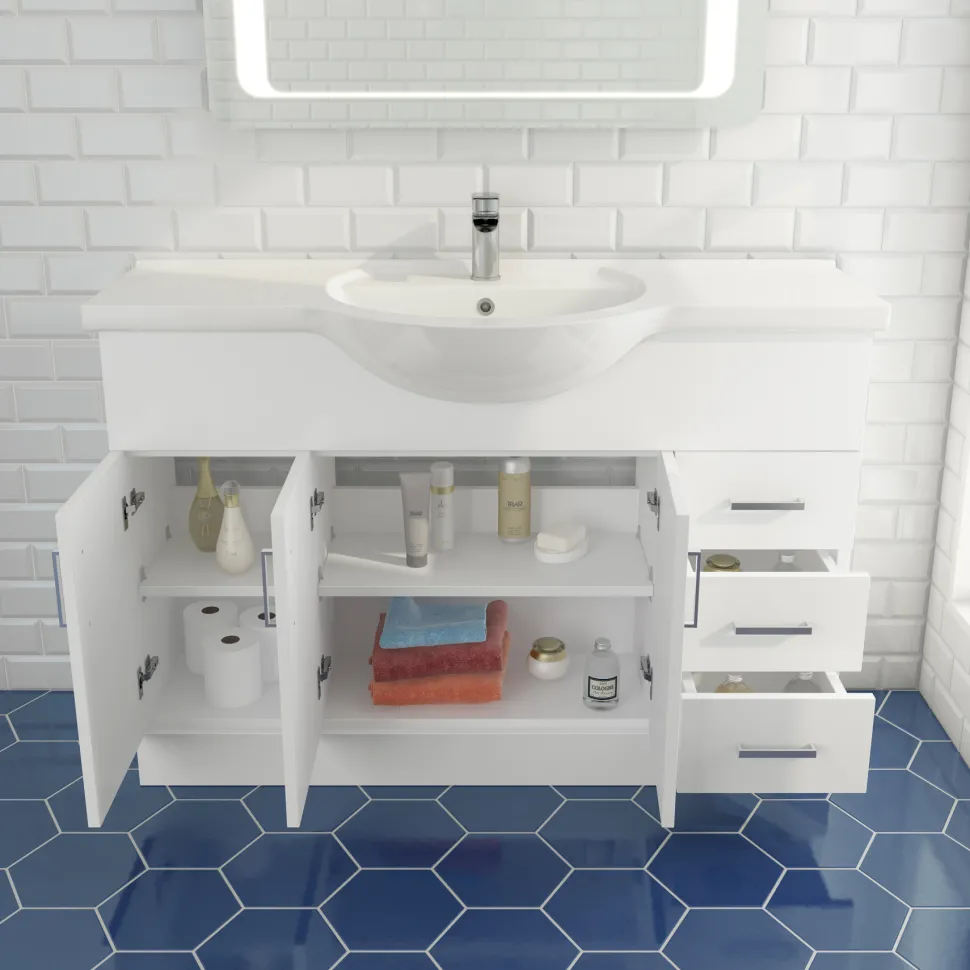 Vellamo Alpine 1200mm White Gloss Floor Standing Vanity Unit & Basin