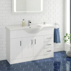 Vellamo Alpine 1200mm White Gloss Floor Standing Vanity Unit & Basin