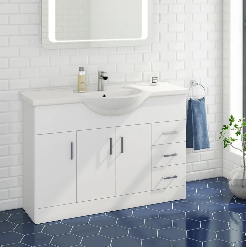 Vellamo Alpine 1200mm White Gloss Floor Standing Vanity Unit & Basin