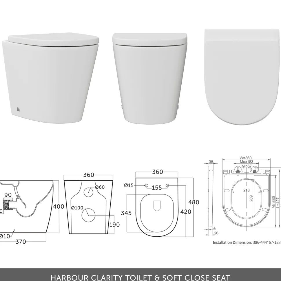Vellamo Aspire 1100mm 2 Door Combination Basin & Toilet Unit - Gloss White