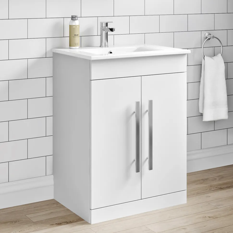 Vellamo Aspire 1100mm 2 Door Combination Basin & Toilet Unit - Gloss White