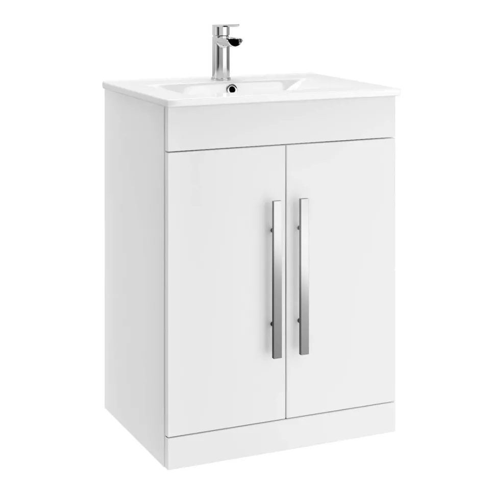 Vellamo Aspire 1100mm 2 Door Combination Basin & Toilet Unit - Gloss White