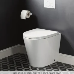 Vellamo Aspire 1100mm 2 Door Combination Basin & Toilet Unit with Matt Black Handles & Overflow Cover - Gloss White