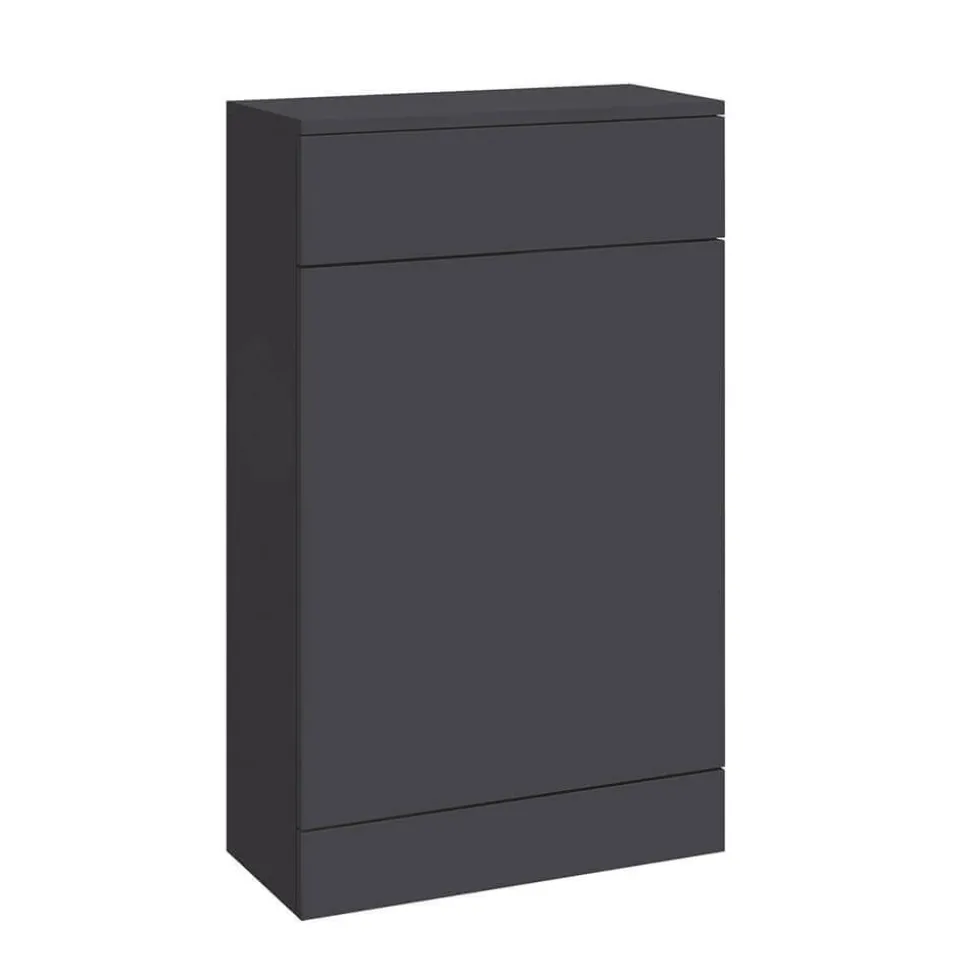 Vellamo Aspire 1100mm 2 Door Combination Basin & Toilet Unit with Matt Black Handles & Overflow Cover - Matt Grey