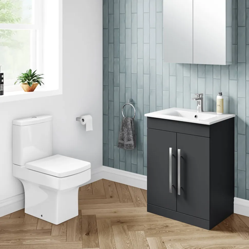 Vellamo Aspire 600mm Floorstanding 2 Door Vanity Unit & Thin Ceramic Basin