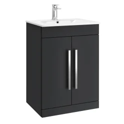 Vellamo Aspire 600mm Floorstanding 2 Door Vanity Unit & Thin Ceramic Basin